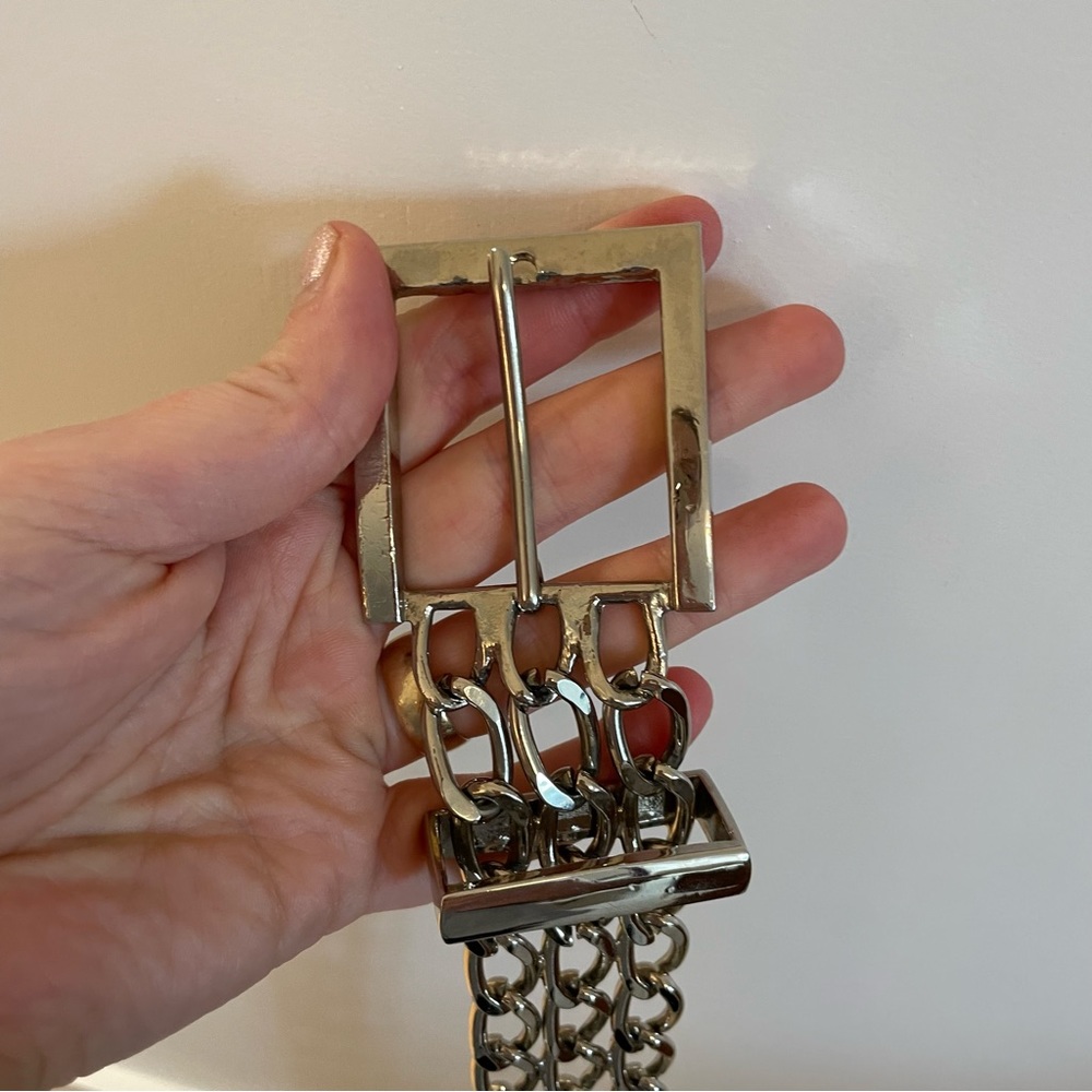 Vintage silver chunky chain link belt 36in length
